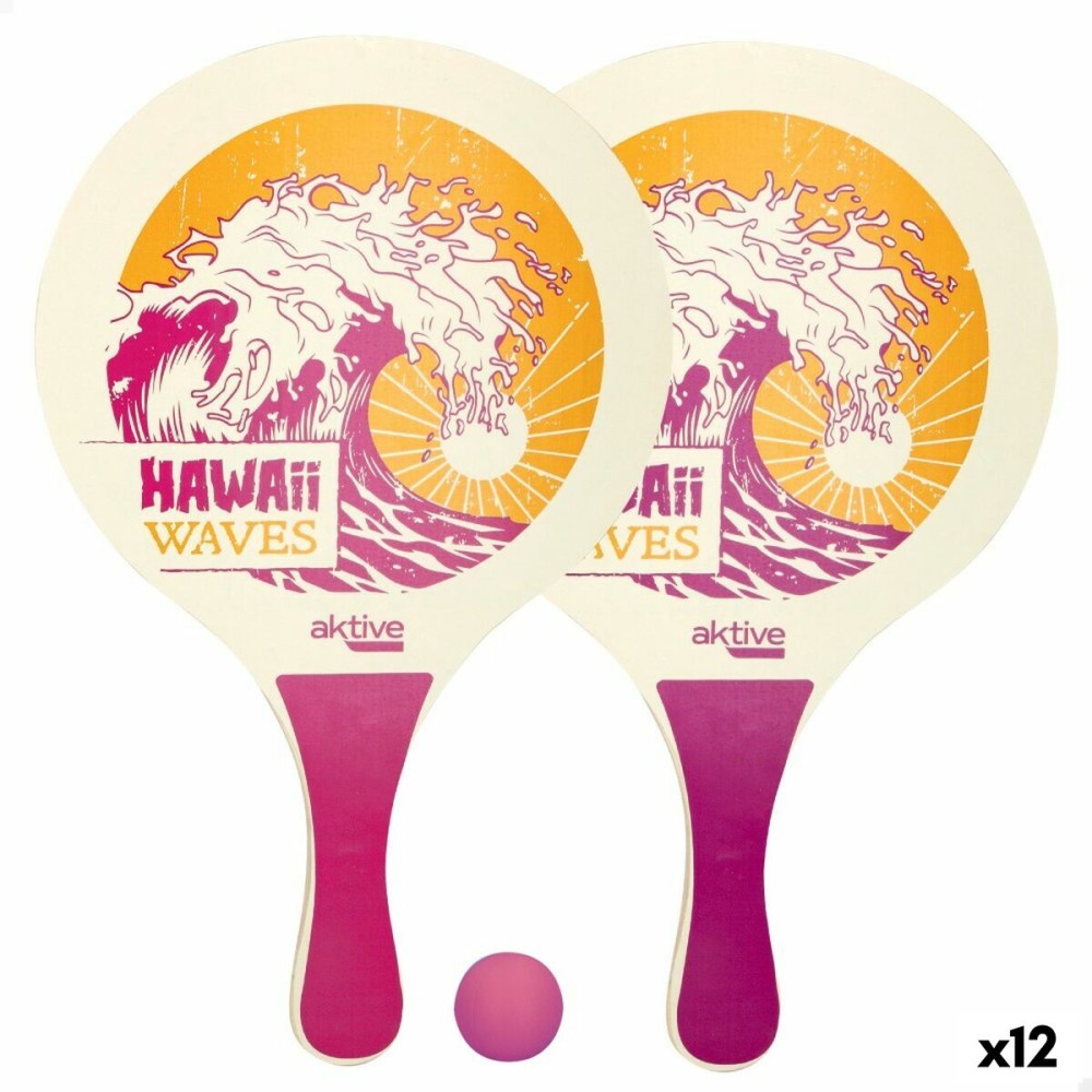 Ρακέτες Παραλίας με Μπάλα Aktive Hawai Ξύλο 23,5 x 38 x 0,8 cm (12 Μονάδες)