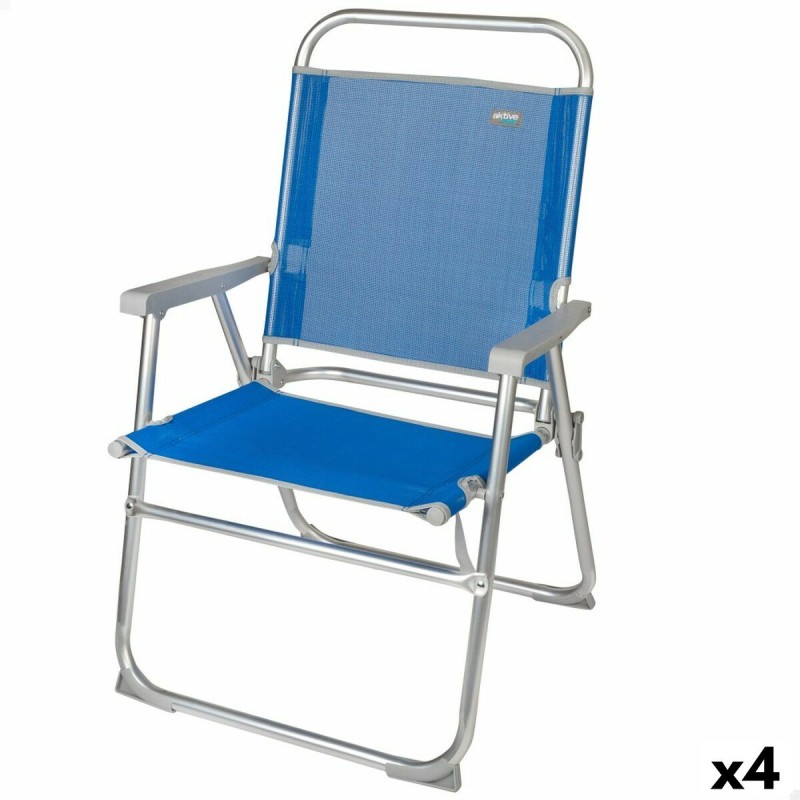 Καρέκλα στην παραλία Aktive Gomera Μπλε 48 x 88 x 50 cm Αλουμίνιο Εύκαμπτο (4 Μονάδες)