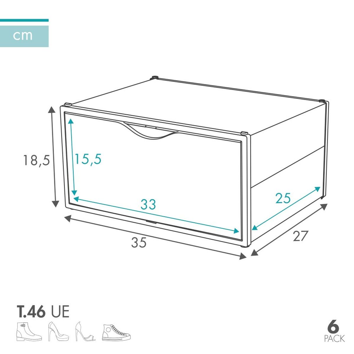Stackable shoe box Max Home Λευκό x6 πολυπροπυλένιο ABS 35 x 18,5 x 27 cm