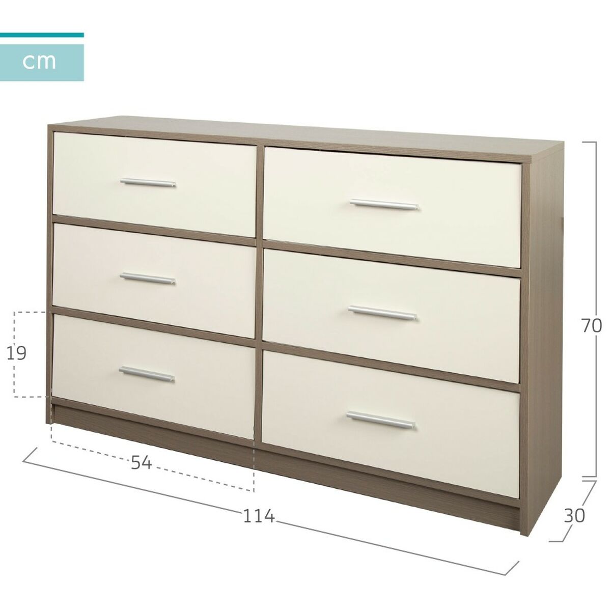 Συρταριέρα Max Home Λευκό Γκρι Σύγχρονη 114 x 70 x 30 cm