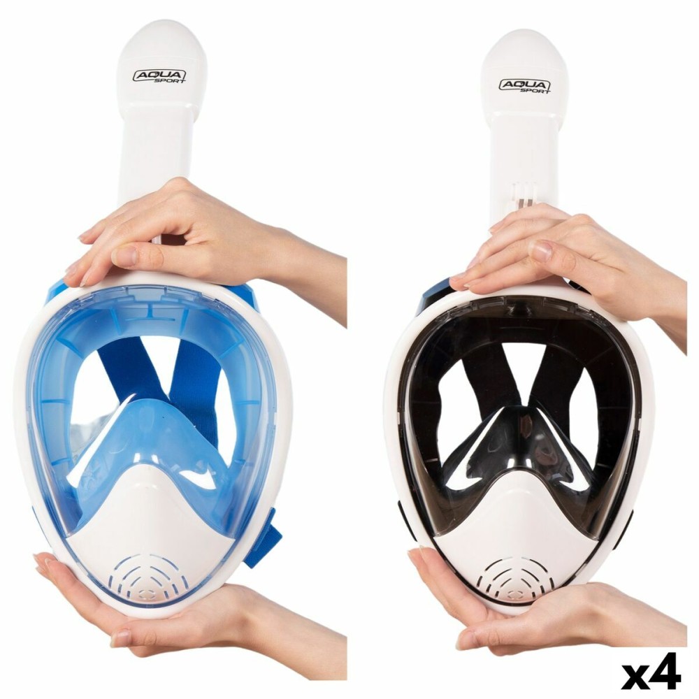 Μάσκα Snorkel με Βάση για Αθλητική Φωτογραφική Μηχανή AquaSport Μπλε Λευκό (4 Μονάδες)