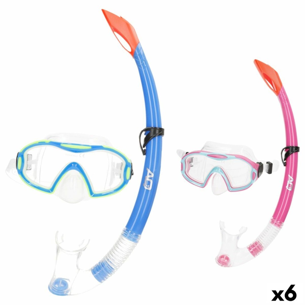 Γυαλιά Καταδύσεων με Σωλήνα AquaSport Μπλε Ροζ (x6)