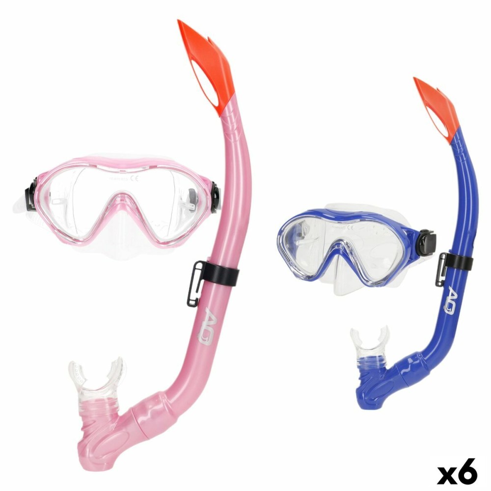 Γυαλιά Καταδύσεων με Σωλήνα AquaSport Μπλε Ροζ (x6)