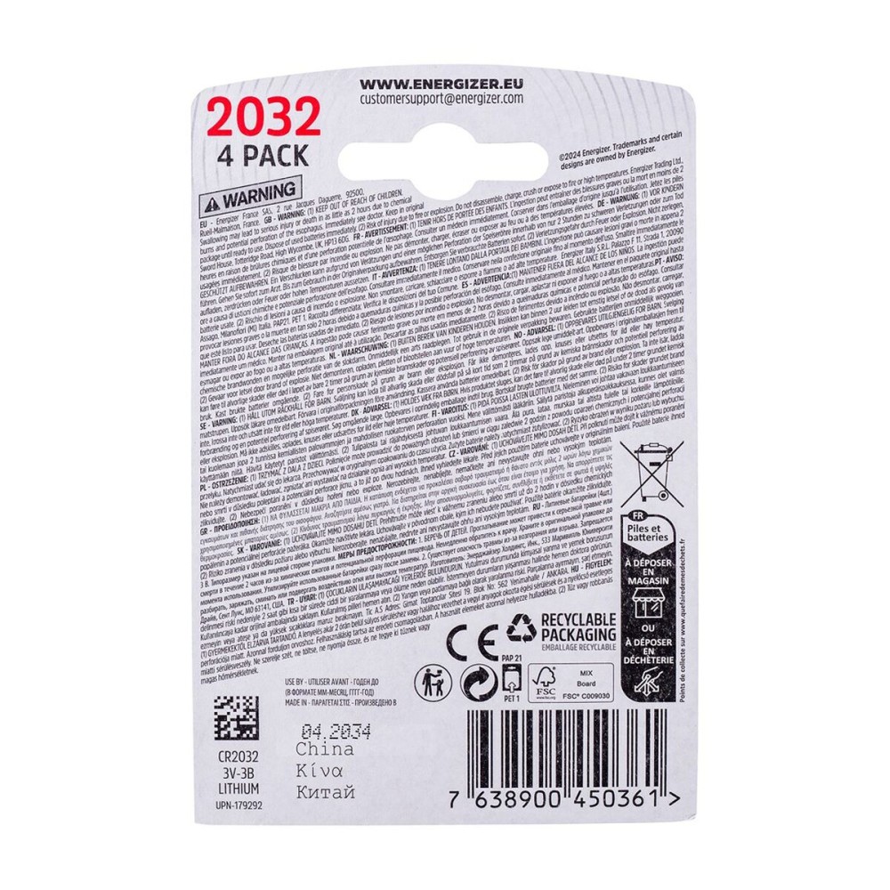 Μπαταρία Λιθίου Energizer 450362 3 V (4 Μονάδες)