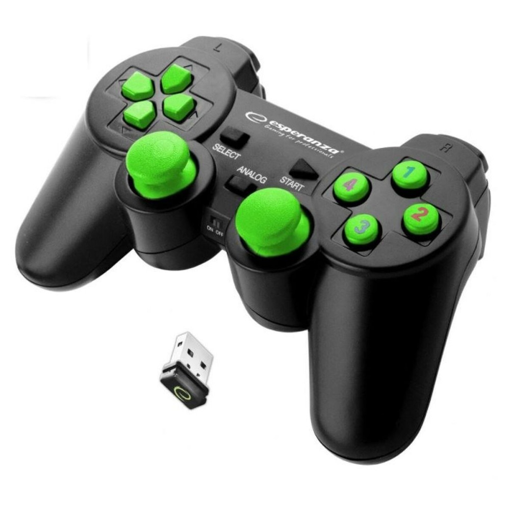 Ασύρματο Χειριστήριο Βιντεοπαιχνιδιού Esperanza Gladiator GX600 USB 2.0 Μαύρο Πράσινο PC PlayStation 3