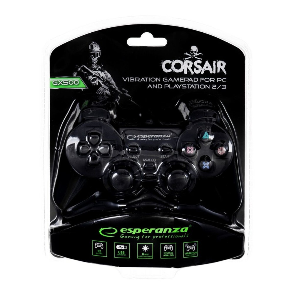 Ασύρματο Χειριστήριο Βιντεοπαιχνιδιού Esperanza Corsair GX500 Μαύρο PC PlayStation 3 PlayStation 2