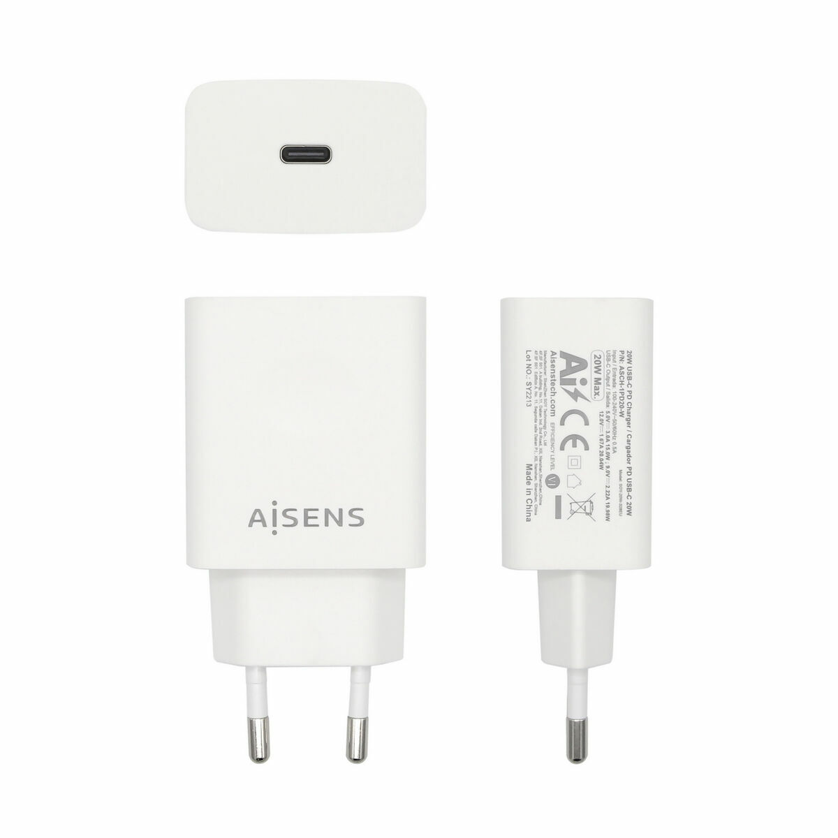 Φορτιστής Τοίχου Aisens ASCH-1PD20-W Λευκό USB-C