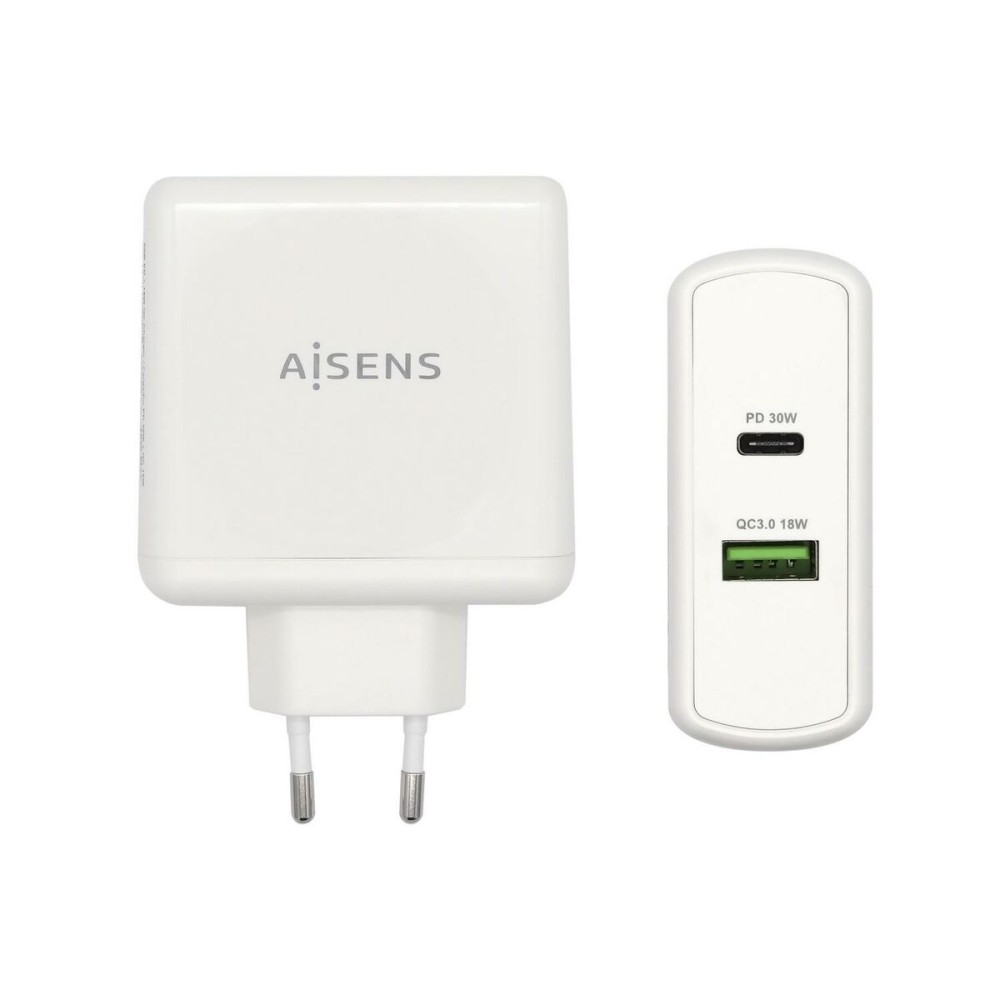Φορτιστής USB Τοίχου Aisens ASCH-2PD30QC-W 48 W Λευκό USB-C