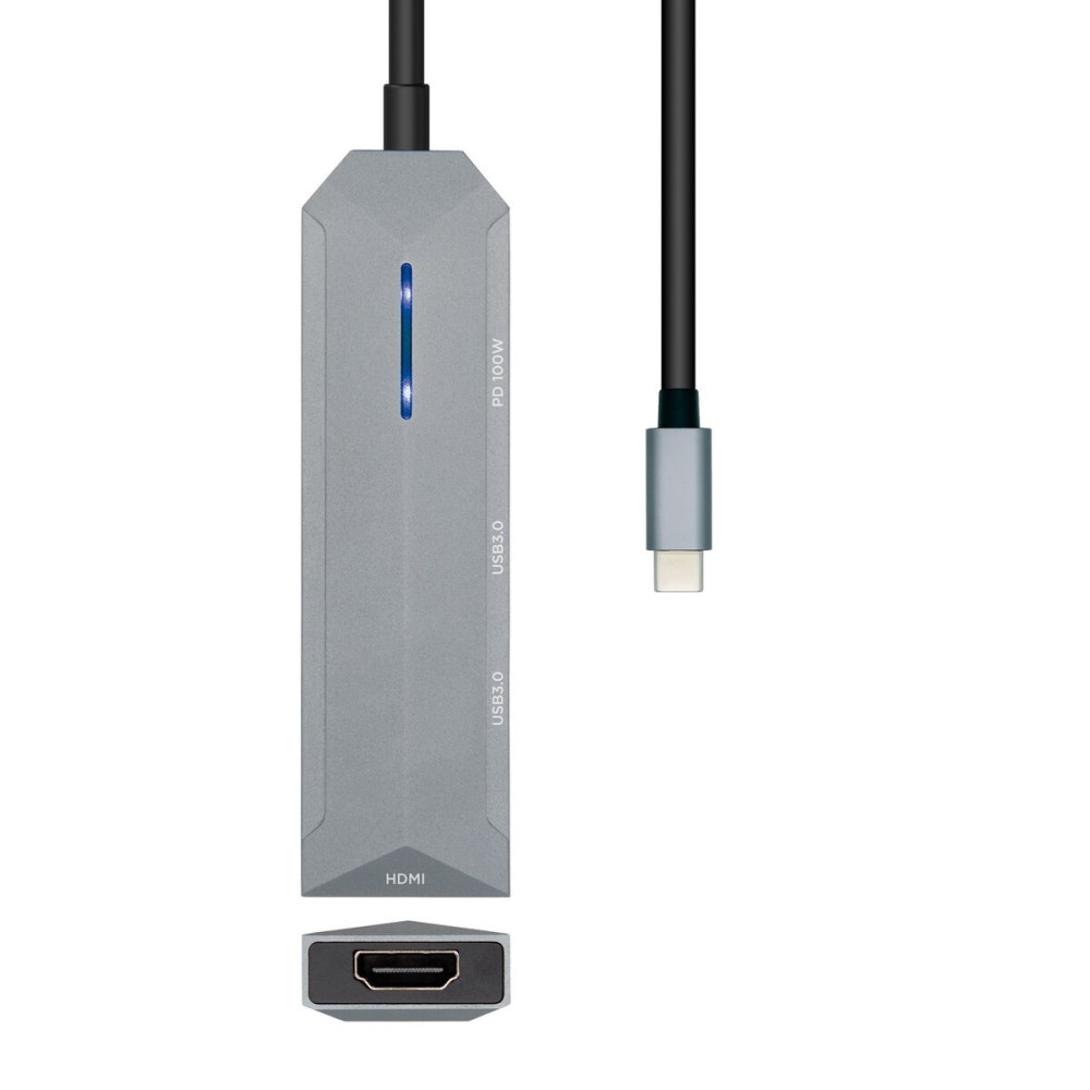 USB Hub Aisens ASUC-4P002-GR Γκρι 100 W