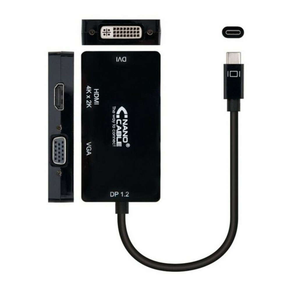 Αντάπτορας USB-C σε VGA/HDMI/DVI NANOCABLE 10.16.4301-BK (10 cm) Μαύρο 10 cm