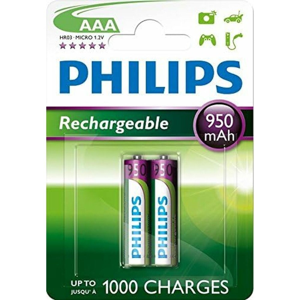 Επαναφορτιζόμενες Μπαταρίες Philips R03B2A95/10 1,2 V 2 AAA (x2)
