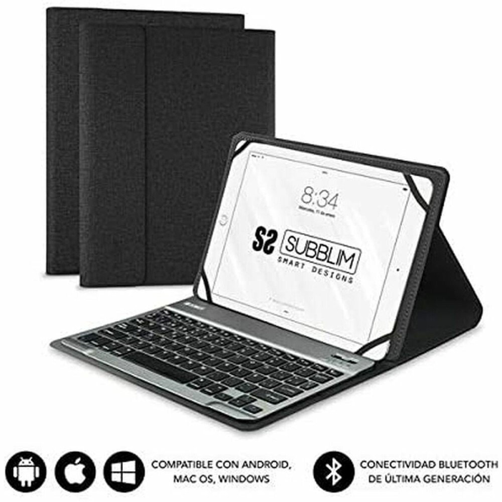 Θήκη Tablet και πληκτρολογιού Subblim SUB-KT2-BT0001 10.1" Μαύρο Ισπανικό Qwerty QWERTY Bluetooth