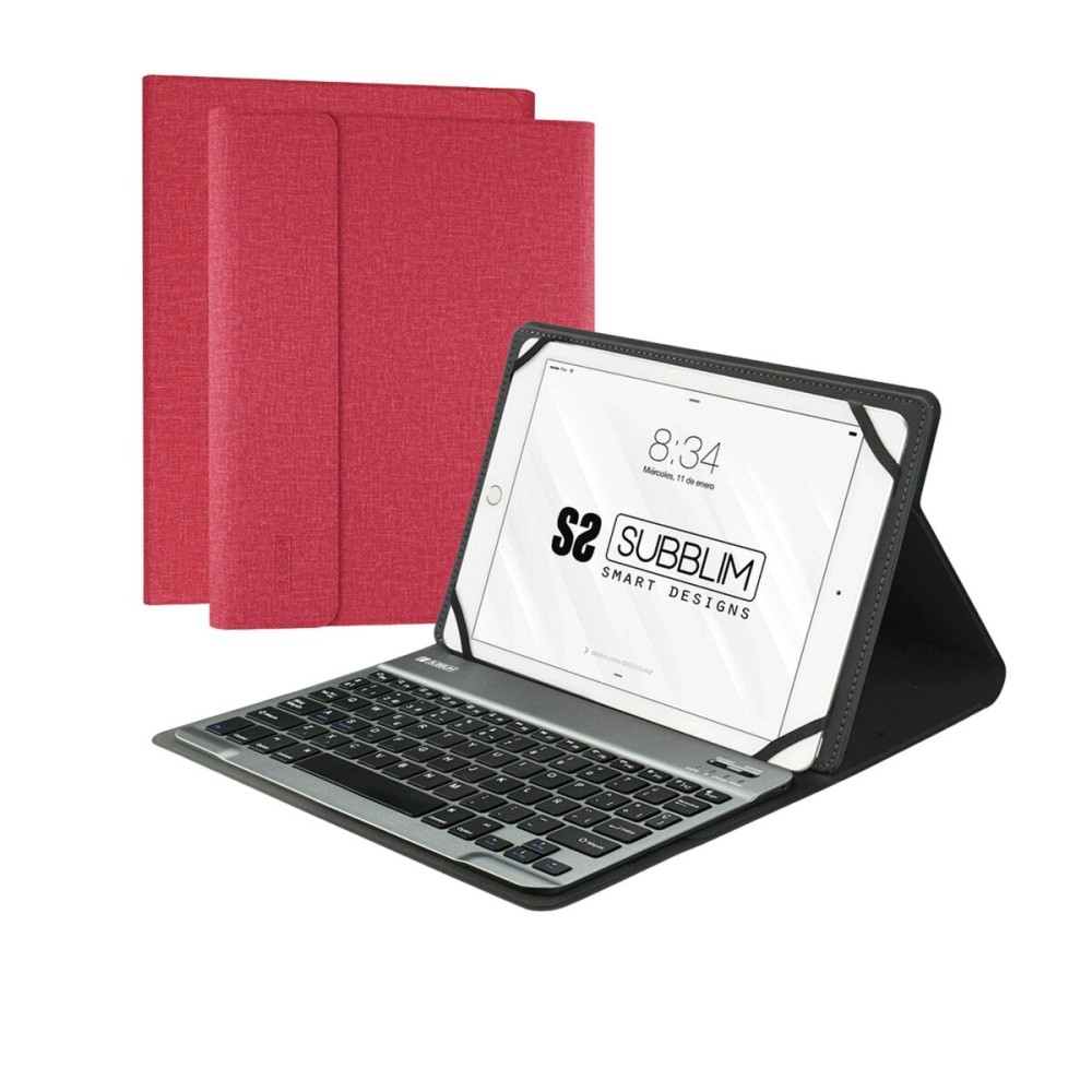 Θήκη Tablet και πληκτρολογιού Subblim SUB-KT2-BT0003 10,1" Κόκκινο Ισπανικό Qwerty QWERTY