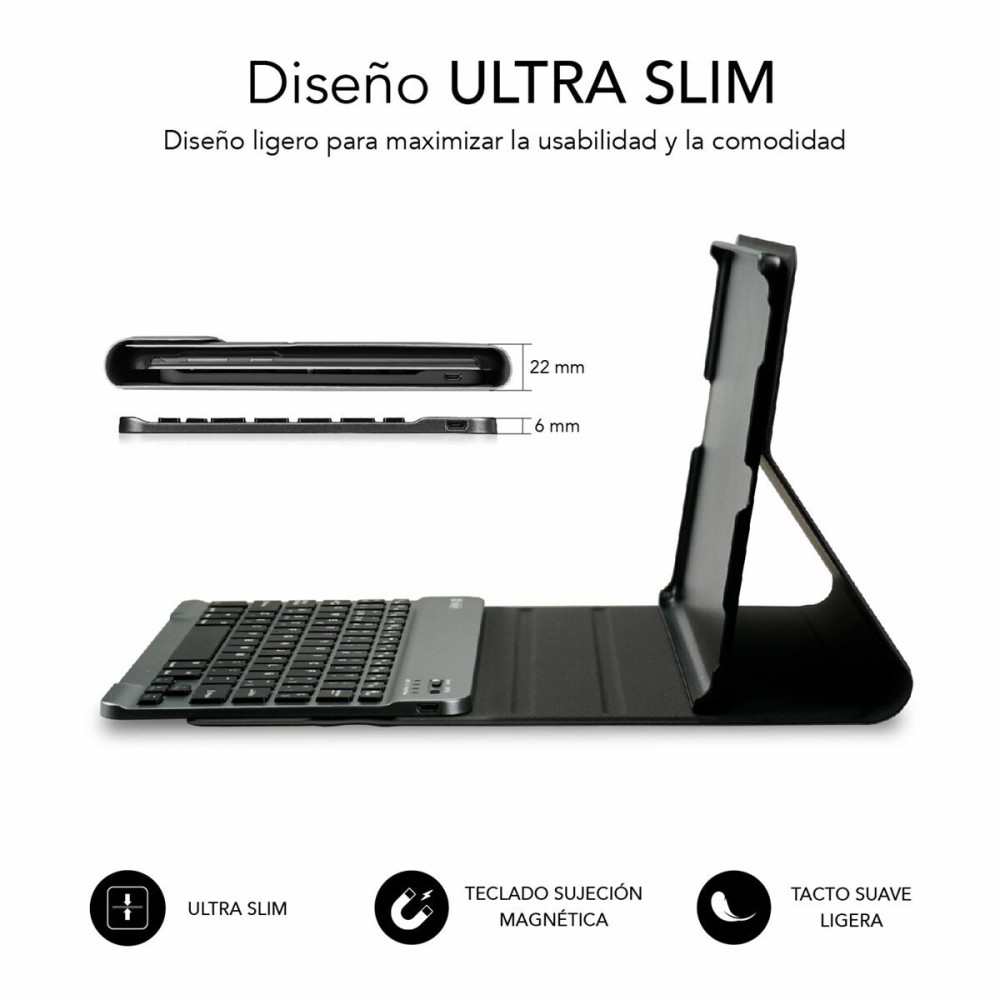 Θήκη Tablet και πληκτρολογιού Subblim SUBKT3-BTL300 Μαύρο Ισπανικό Qwerty QWERTY 10,6"