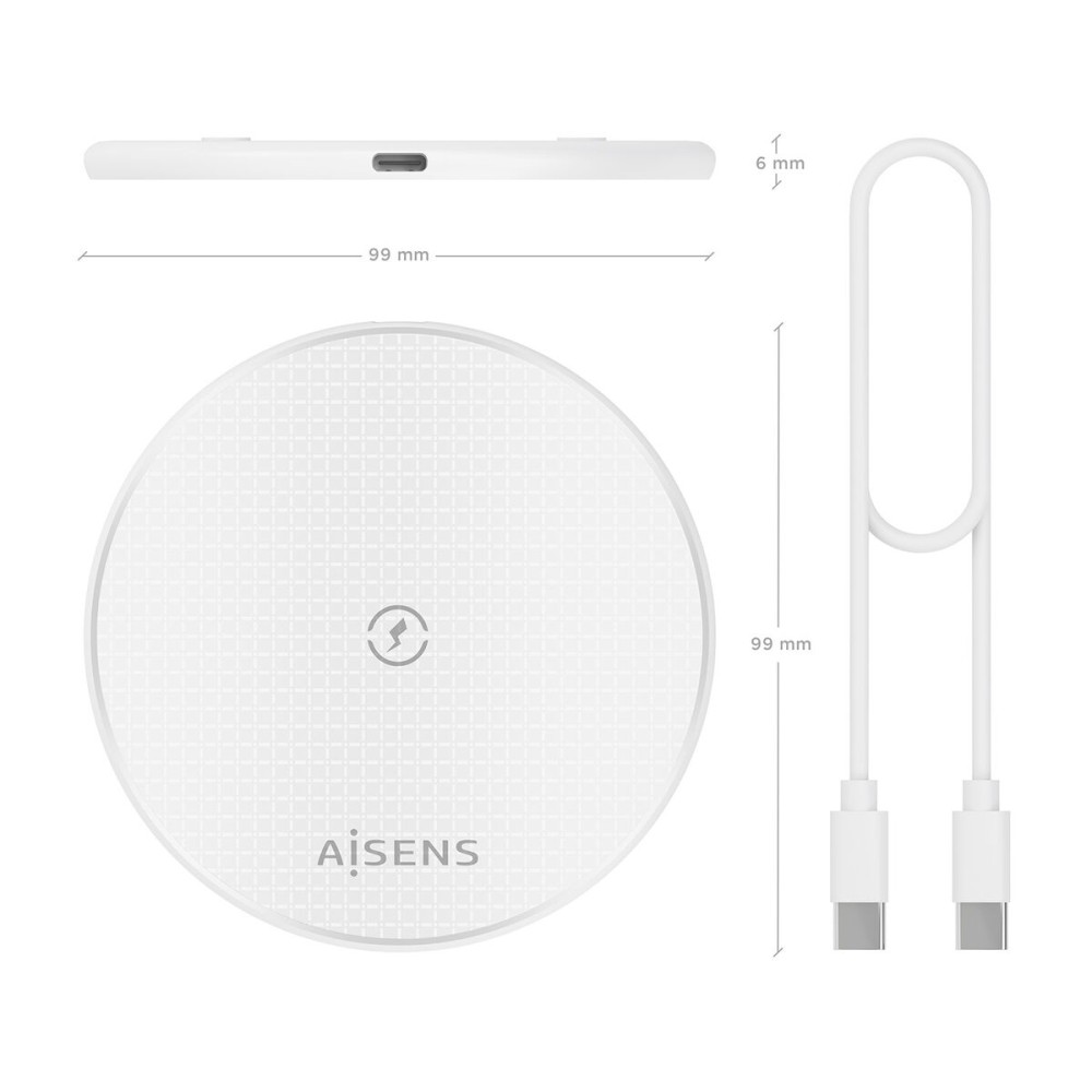 Ασύρματος Φορτιστής Aisens ASCH-15W1WC057-W Λευκό 15 W