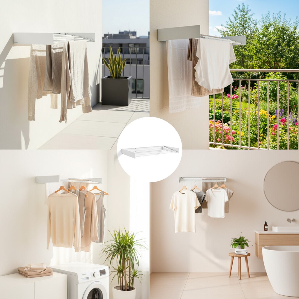 Πτυσσόμενη, επεκτεινόμενη, αναδιπλούμενη κρεμάστρα τοίχου Dryva 100 InnovaGoods