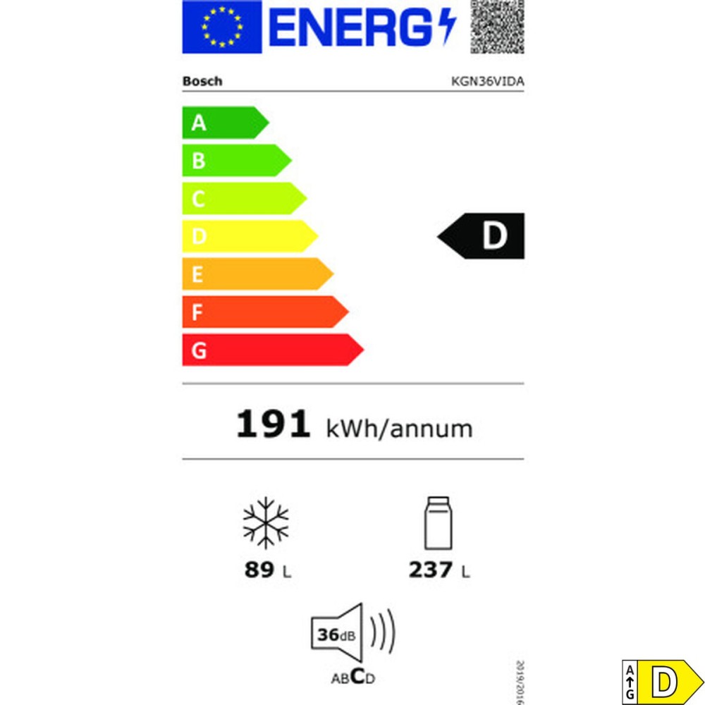 Συνδυασμένο Ψυγείο BOSCH KGN36VIDA Ασημί Χάλυβας (Ανακαινισμenα C)