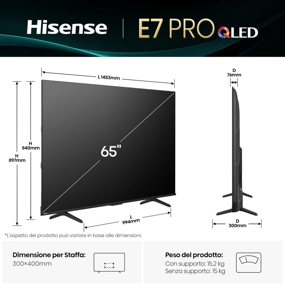 Smart TV Hisense 65E7Q PRO 4K Ultra HD 65" LED HDR D-LED QLED (Ανακαινισμenα D)