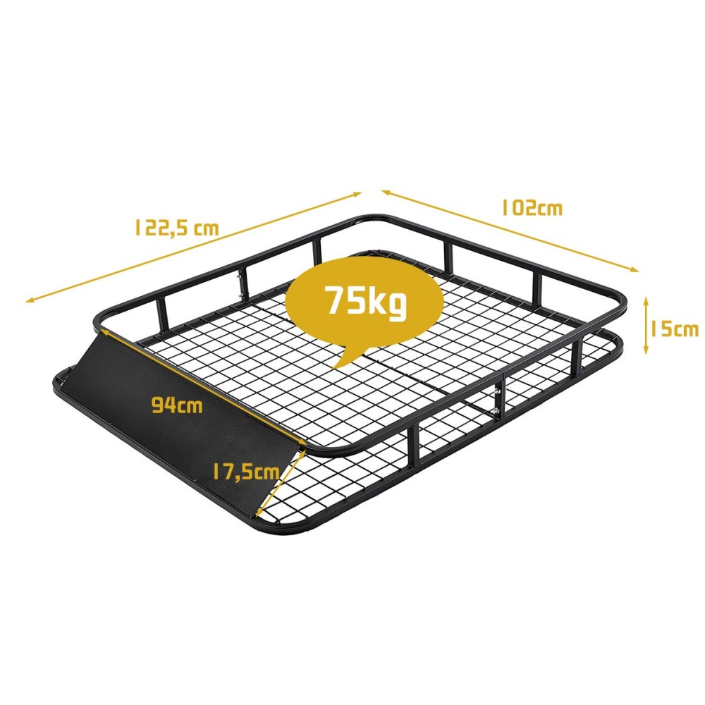 Costway  Πολυλειτουργική Σχάρα Οροφής με Ανεμοθώρακα για Αυτοκίνητα - Ανθεκτική Μεταλλική Κατασκευή, Εύκολη Τοποθέτηση και Υψηλή Φορτοϊκανότητα AT3607