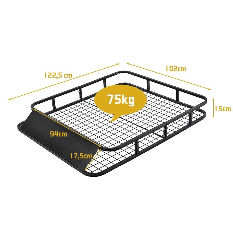 Costway  Πολυλειτουργική Σχάρα Οροφής με Ανεμοθώρακα για Αυτοκίνητα - Ανθεκτική Μεταλλική Κατασκευή, Εύκολη Τοποθέτηση και Υψηλή Φορτοϊκανότητα AT3607