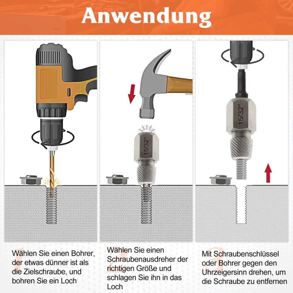 Costway Σετ Εξολκέων Βιδών 27 Τεμαχίων με Θήκη Επαγγελματικό Σετ Αριστερόστροφων Εξολκέων Πορτοκαλί AU10033OR
