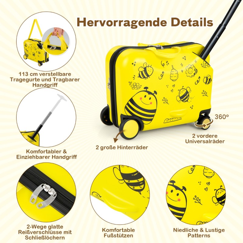 Costway  Σετ Βαλίτσας για Παιδιά με Σχέδιο Μέλισσα - Πολυλειτουργικό και Ανθεκτικό BN10003YW
