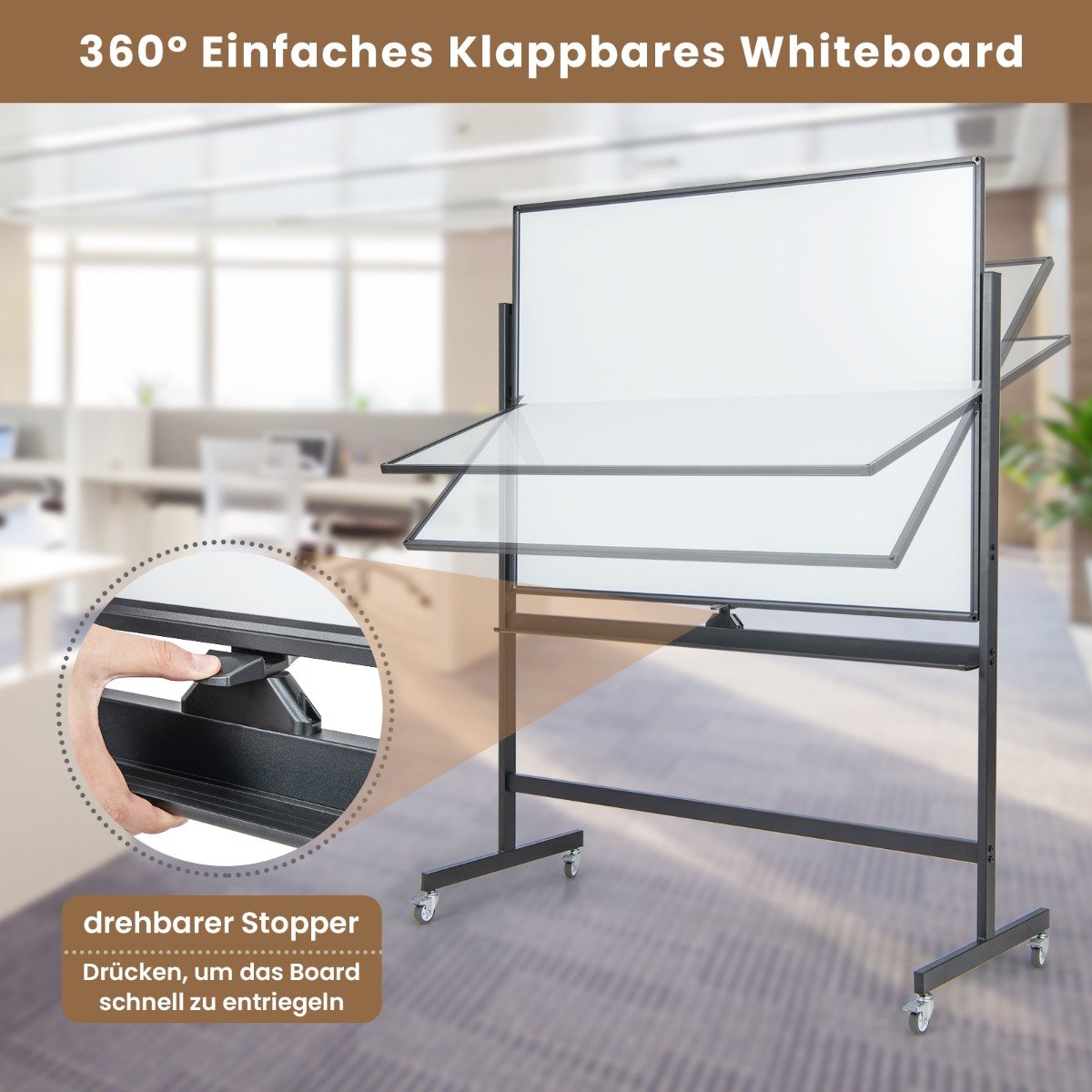 Costway Διπλής Όψης Πίνακας Whiteboard με Ρυθμιζόμενο Ύψος και Αξεσουάρ CB10566BK