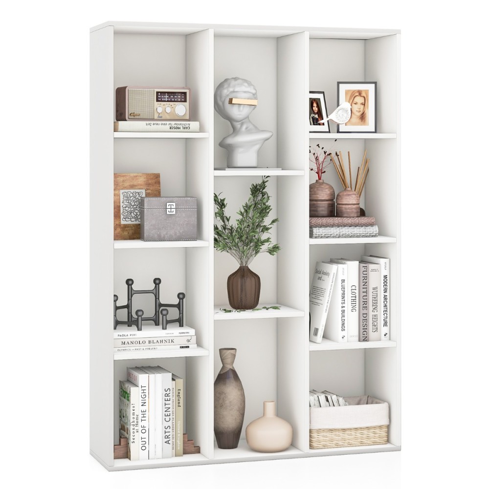 Costway Ράφι βιβλιοθήκης με 11 θέσεις Λευκό 74 x 24 x 106 cm CB10703WH