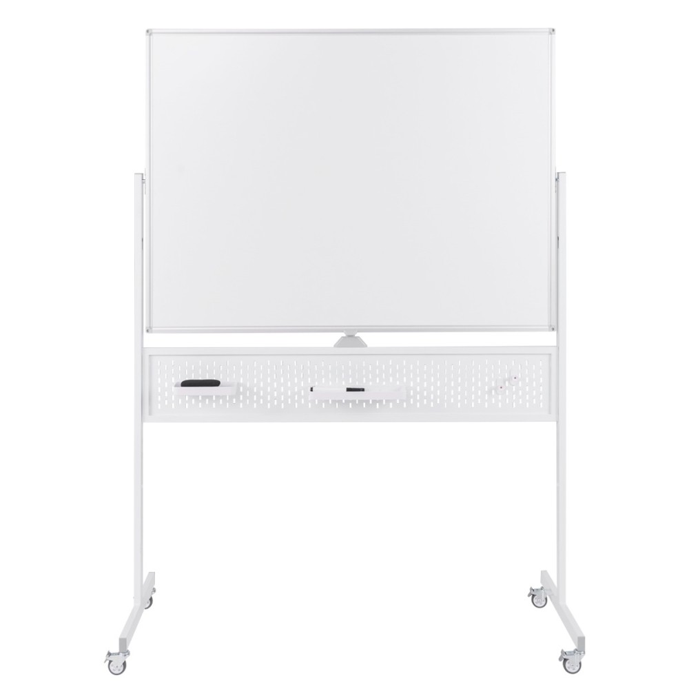 Costway Διπλής Όψης Κινητός Πίνακας 120x90 cm με Ρόδες & Βάση CB10728WH