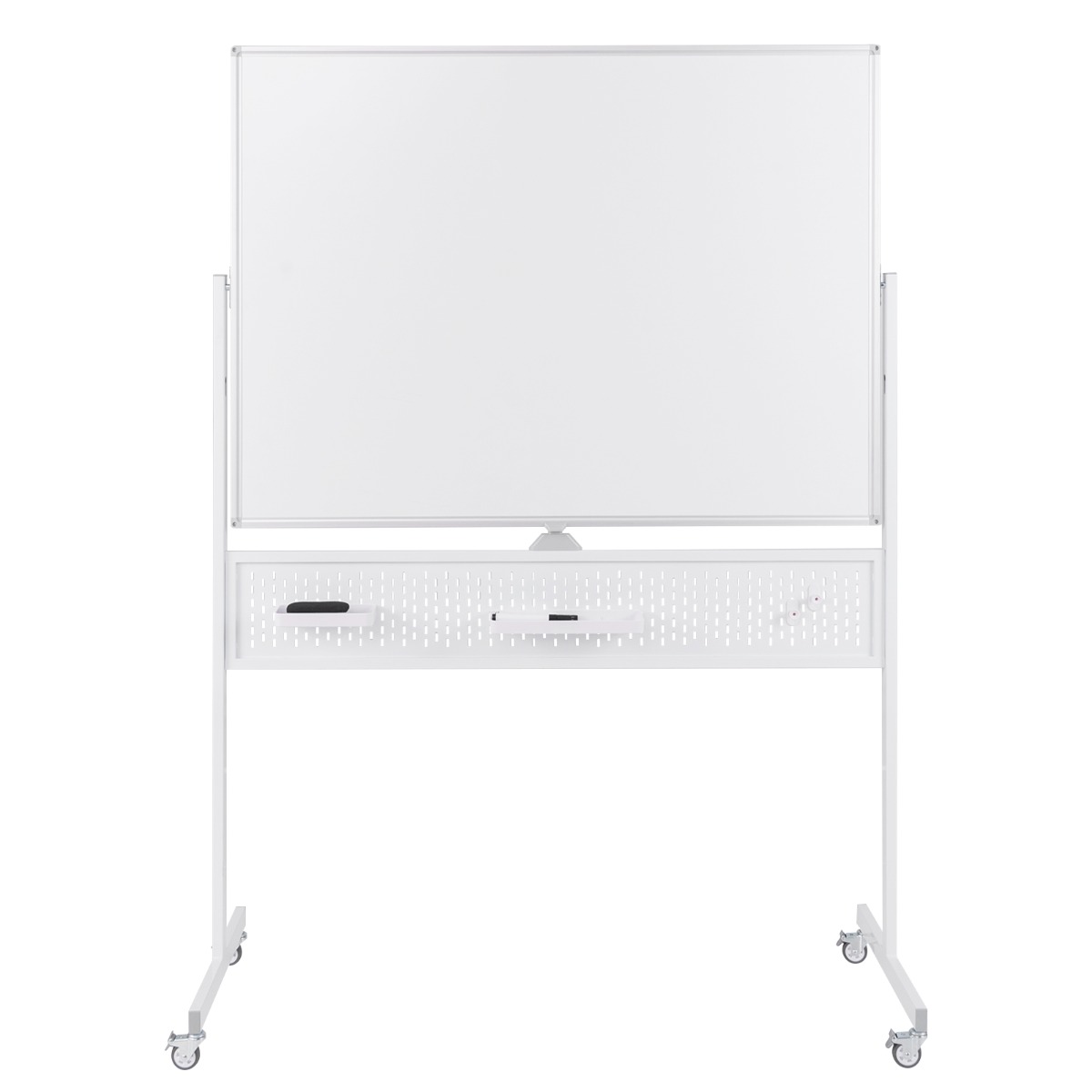 Costway Διπλής Όψης Κινητός Πίνακας 120x90 cm με Ρόδες & Βάση CB10728WH