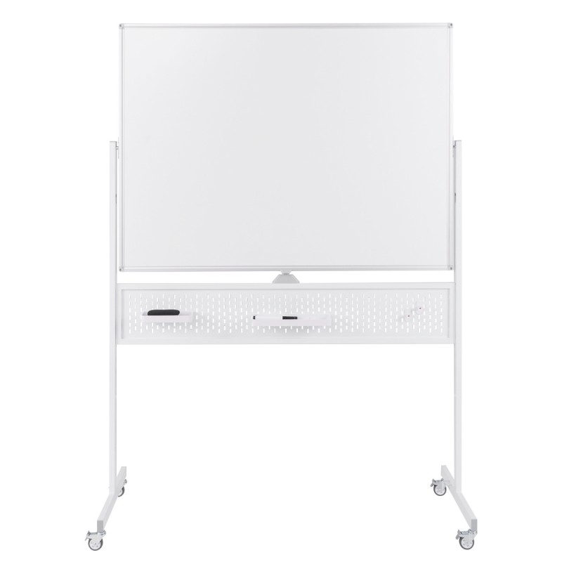 Costway Διπλής Όψης Κινητός Πίνακας 120x90 cm με Ρόδες & Βάση CB10728WH