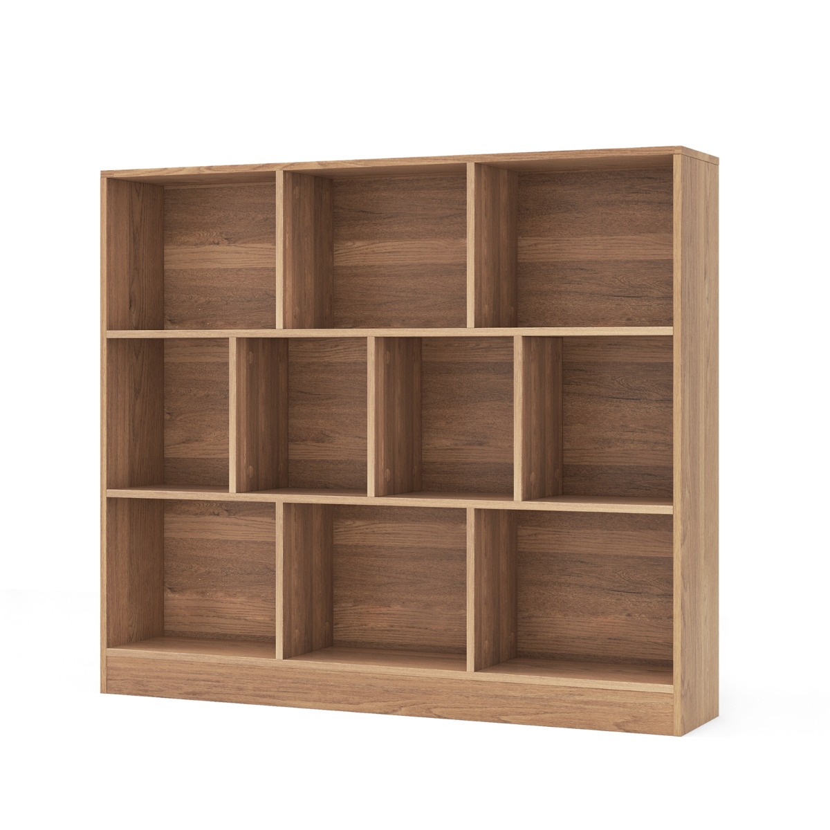 Costway Ράφι Βιβλιοθήκης 3 Επιπέδων με 10 Θέσεις 120 x 24 x 104 cm Φυσικό Χρώμα CB10747NA
