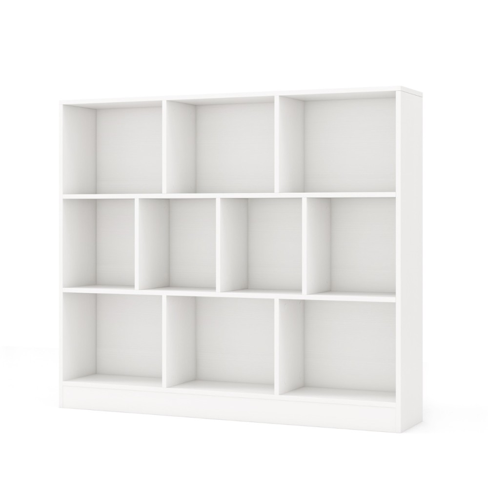 Costway Ράφι Βιβλιοθήκης 3 Επιπέδων με 10 Θέσεις 120 x 24 x 104 cm Λευκό CB10747WH