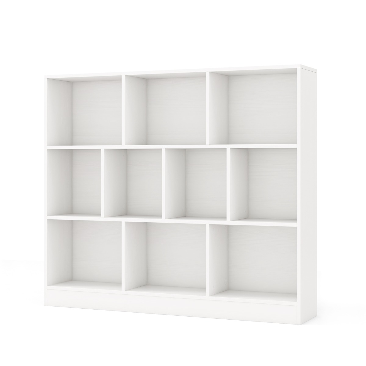 Costway Ράφι Βιβλιοθήκης 3 Επιπέδων με 10 Θέσεις 120 x 24 x 104 cm Λευκό CB10747WH