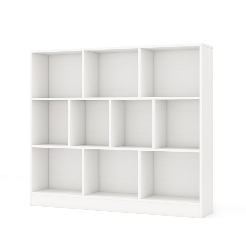 Costway Ράφι Βιβλιοθήκης 3 Επιπέδων με 10 Θέσεις 120 x 24 x 104 cm Λευκό CB10747WH