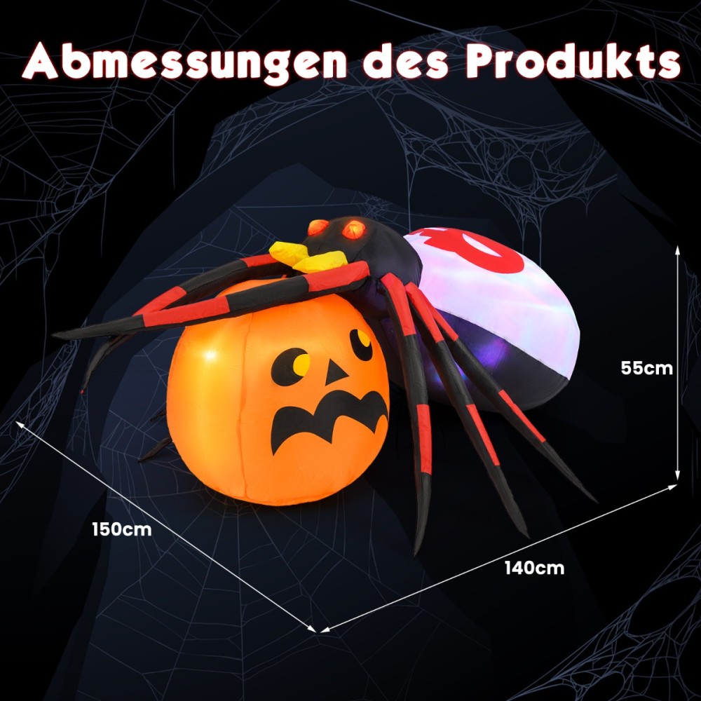 Costway  Φουσκωτή Αράχνη σε Κολοκύθα με LED Φώτα για το Halloween CM24948DE
