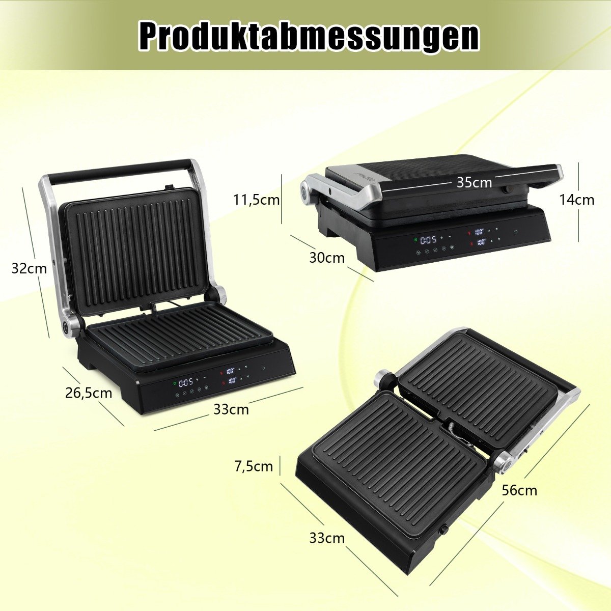 Costway 3-σε-1 1800W Panini-Pressgrill με αντικολλητικές πλάκες Ηλεκτρική σχάρα ES10407DE-DK