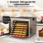 Costway Αποξηραντήρας 850W με 8 Θέσεις και Ρυθμιζόμενη Θερμοκρασία 35℃-75℃, Ασημί ES10551DE-SL
