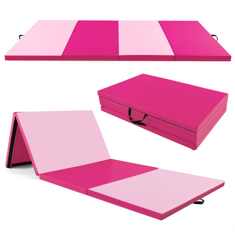 Costway Ροζ Πτυσσόμενο Στρώμα Γυμναστικής 300 x 117 x 5 cm FH10111WN