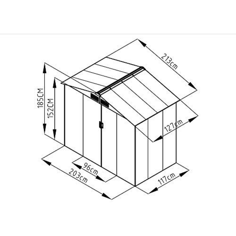 Costway Μεταλλικό Σπιτάκι Κήπου 213x127x185 cm με Ανθεκτική Κατασκευή και Δύο Συρόμενες Πόρτες GT2989GN+