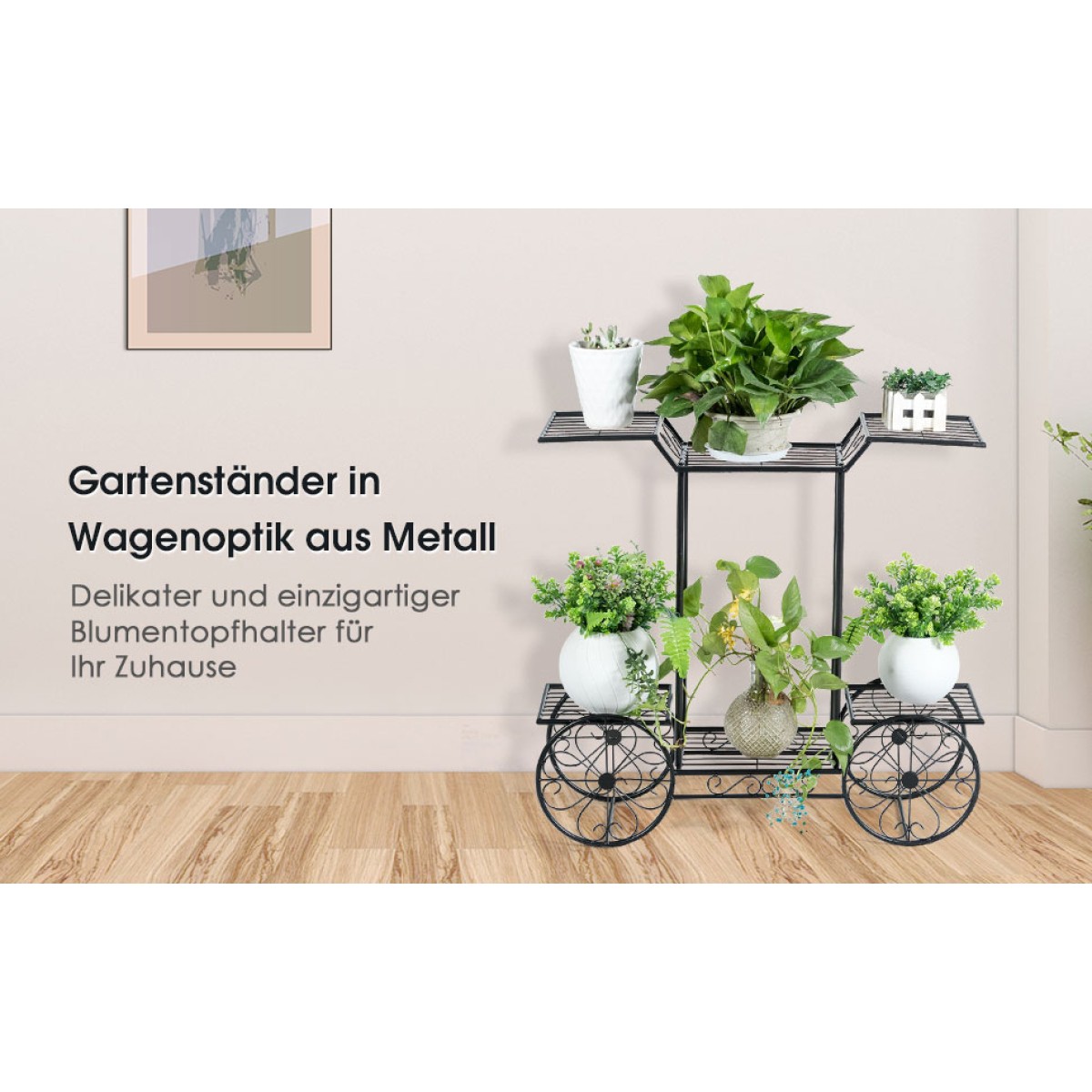 Costway  Κομψό Μεταλλικό Καρότσι Λουλουδιών με 6 Ράφια για Εσωτερική και Εξωτερική Χρήση GT3439