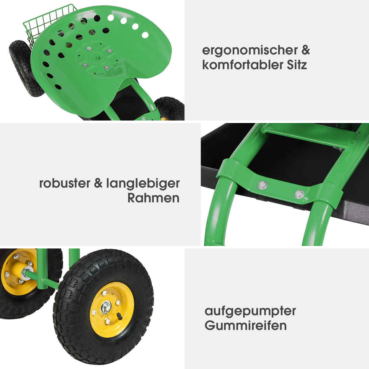 Costway Περιστρεφόμενο Κάθισμα Κήπου με Ρόδες και Ρυθμιζόμενο Ύψος GT3449GN