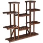 Costway Ξύλινη 9-επίπεδη βάση φυτών 125 x 25 x 114 cm Καφέ GT3517