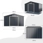 Costway  Μεταλλική Αποθήκη 340 x 255 x 210 cm Εξωτερικού Χώρου με Κλειδαριές και Αερισμό GT3733GR+