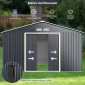 Costway  Μεταλλική Αποθήκη 340 x 255 x 210 cm Εξωτερικού Χώρου με Κλειδαριές και Αερισμό GT3733GR+