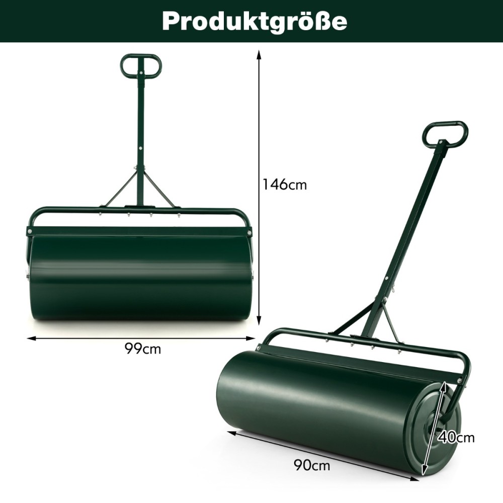 Costway Μεταλλικός Κύλινδρος Γκαζόν 113L Ø40CM με Λαβή για Νερό/Άμμο Πράσινος GT4009GN