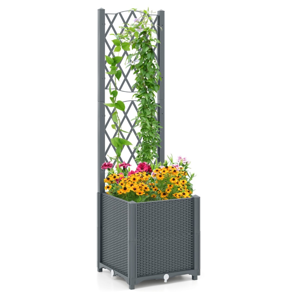 Costway Γκρι Ζαρντινιέρα με Πέργκολα 40 x 40 x 140 εκ. GT4393GR