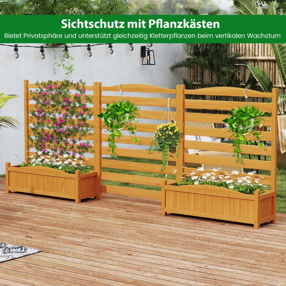 Costway Διακοσμητική Ξύλινη Ζαρντινιέρα με Τρύπες Αποστράγγισης & Πέργκολα Κήπου 91 x 114 cm GT4540YW