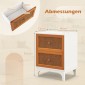 Costway Κομοδίνο Rattan με 2 συρτάρια, βοηθητικό τραπέζι με ξύλινα πόδια 46 x 33 x 59,5 εκ. Λευκό + Καφέ HU10462WH