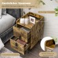 Costway Στενό Κομοδίνο με Φόρτιση: 2 Συρτάρια & USB, 40x32x60 εκ, Ρουστίκ Καφέ HU10585DE-CF